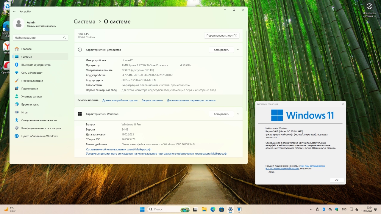 Screenshot #2 - Windows 11 Pro 24H2 Build 26100.3476 Full Март 2025