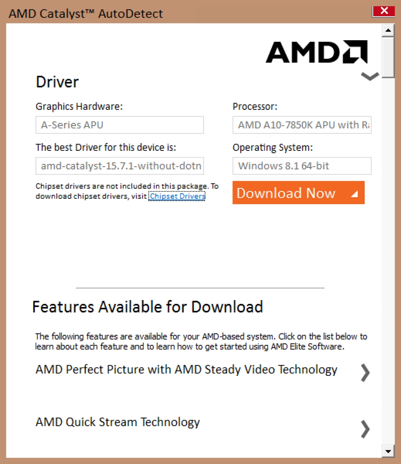 Screenshot #1 - AMD Driver Autodetect