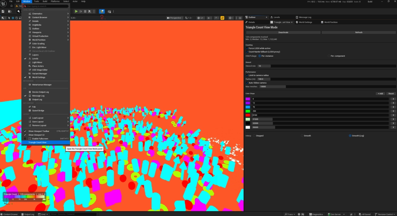 Screenshot #1 - Triangle Count View Mode v1.0 (5.7) for Unreal Engine