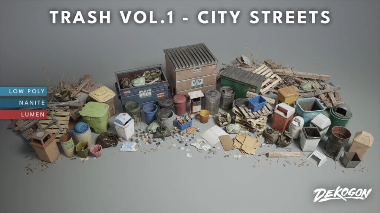 Screenshot #1 - Trash VOL.1 – City Streets (Nanite and Low Poly Versions) 5.4