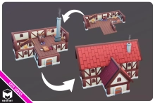 Modular Medieval Houses and Props Pack Cute Series