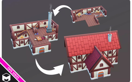 Modular Medieval Houses and Props Pack Cute Series