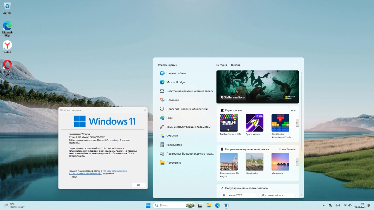 Screenshot #6 - Windows 11 Pro Русская 24H2 Build 26200.5622 Dev
