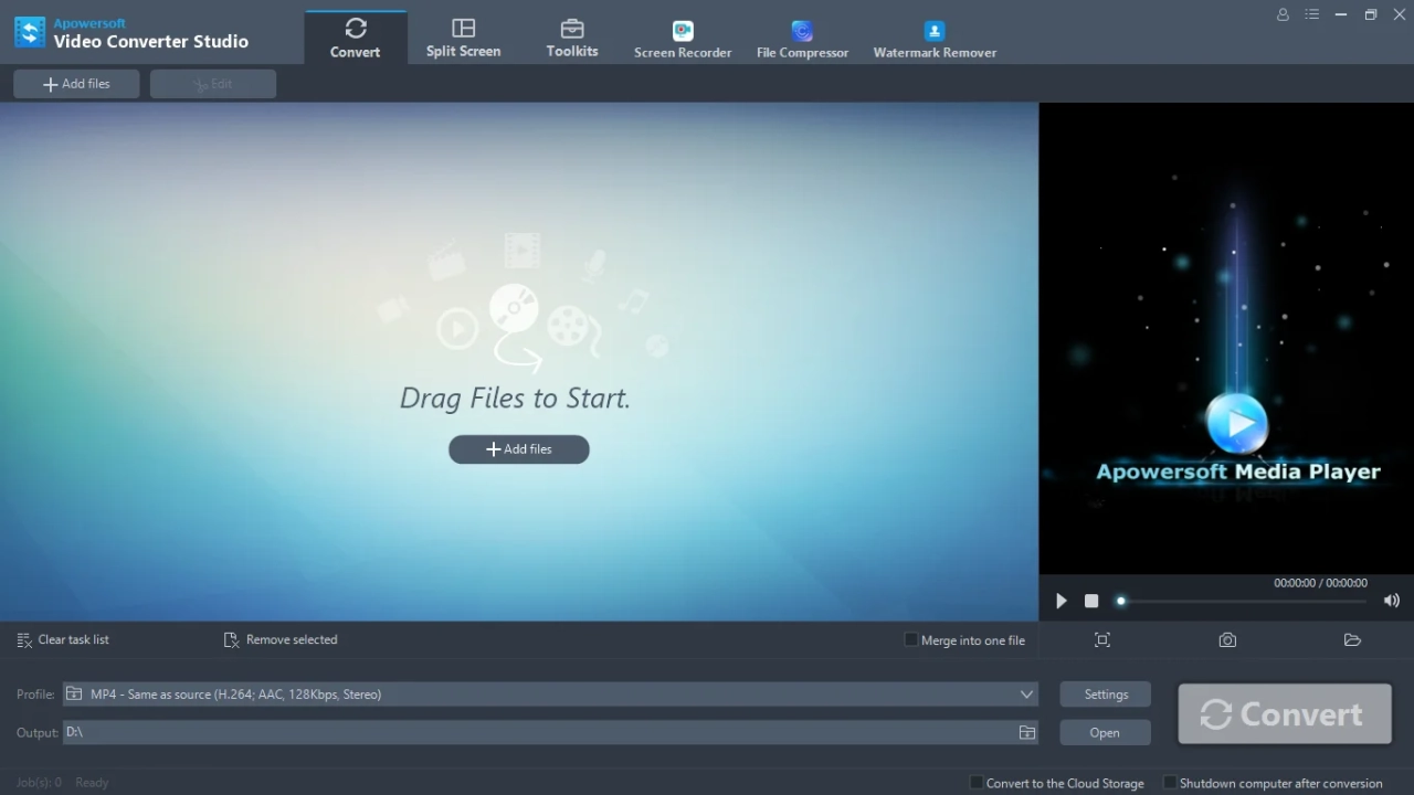 Screenshot #1 - Apowersoft Video Converter Studio 4.8.8.0