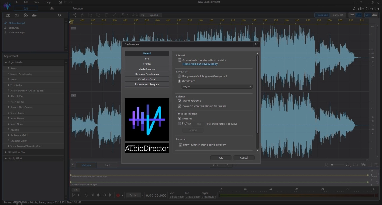 Screenshot #4 - Звуковой редактор CyberLink AudioDirector Ultra 14.0.3523.11 (x64) Portable by 7997