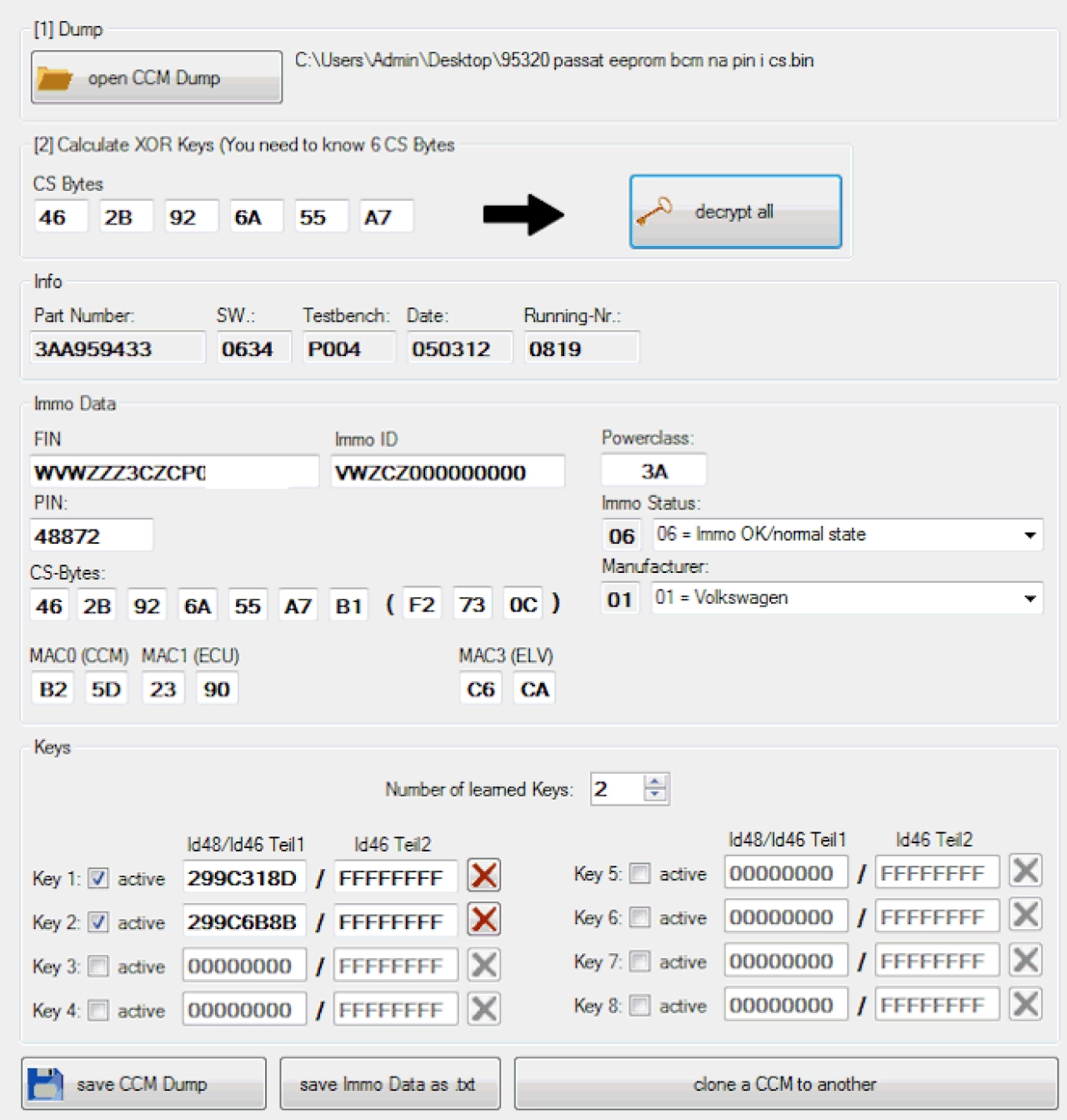 Screenshot #1 - VAG IMMO OFF [KSG DUMP TOOL v0.41] PQ46-47