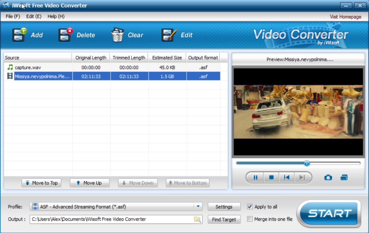 Screenshot #1 - iWisoft Free Video Converter