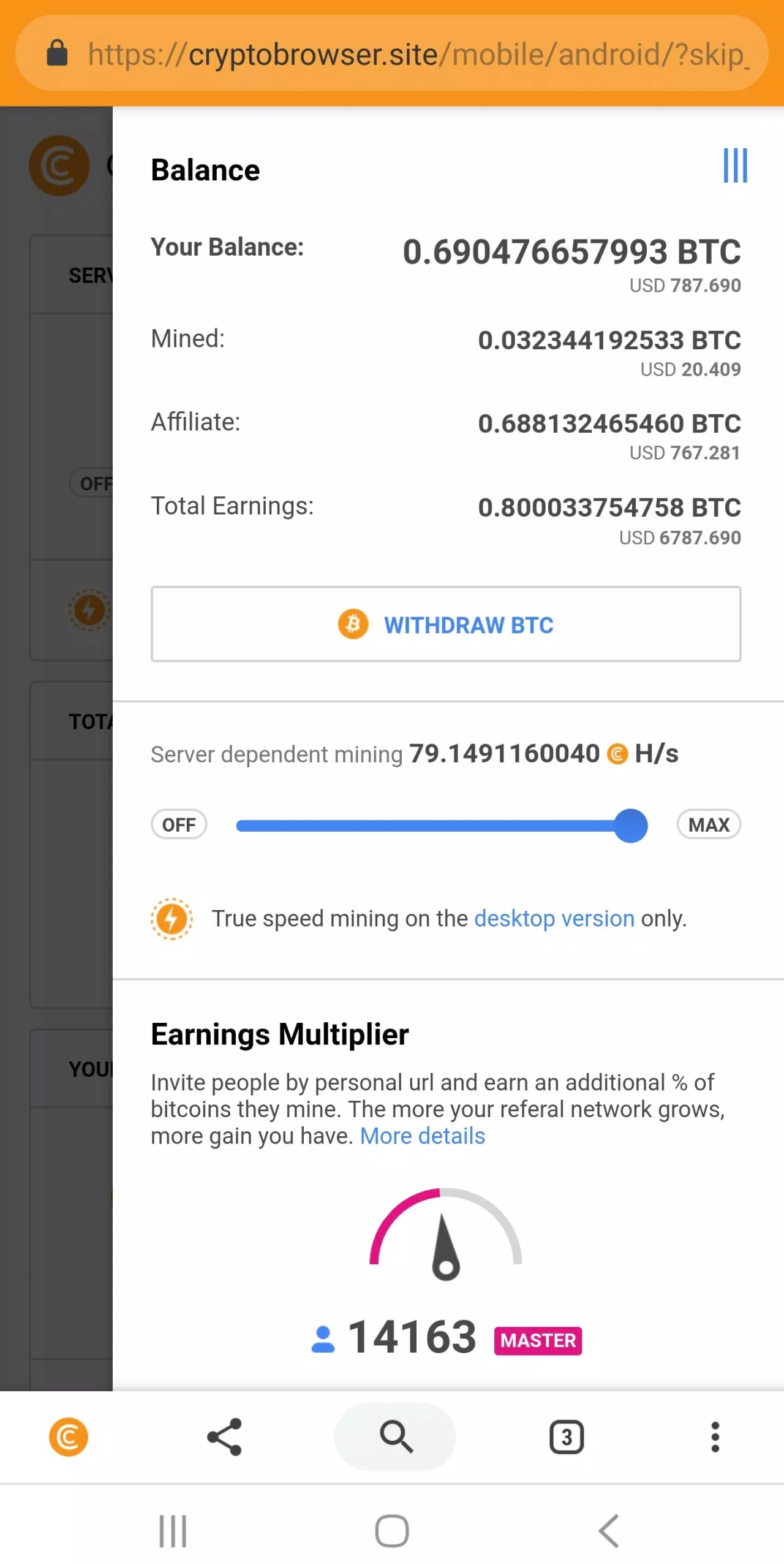 Screenshot #1 - CRYPTOTAB BROWSER – МАЙНИНГ-БРАУЗЕР 3.1.67