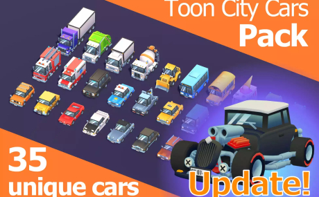 35 Low Poly Toon Cars Pack