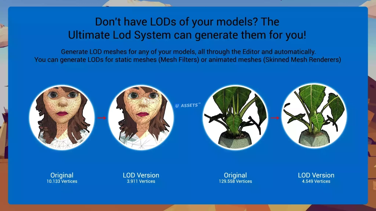 Screenshot #1 - Ultimate LOD System MT - Automatic LOD Generator, Mesh Simplifier & More
