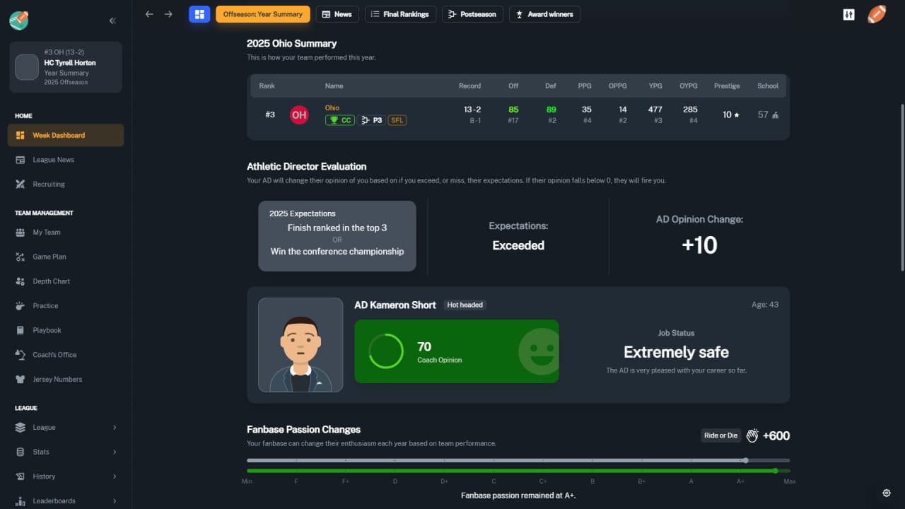Screenshot #9 - Football Coach: College Dynasty