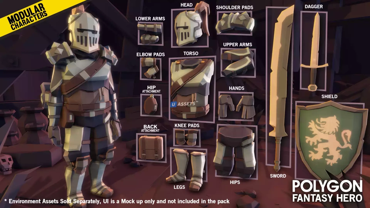 Screenshot #1 - POLYGON Modular Fantasy Hero Characters - Low Poly 3D Art by Synty