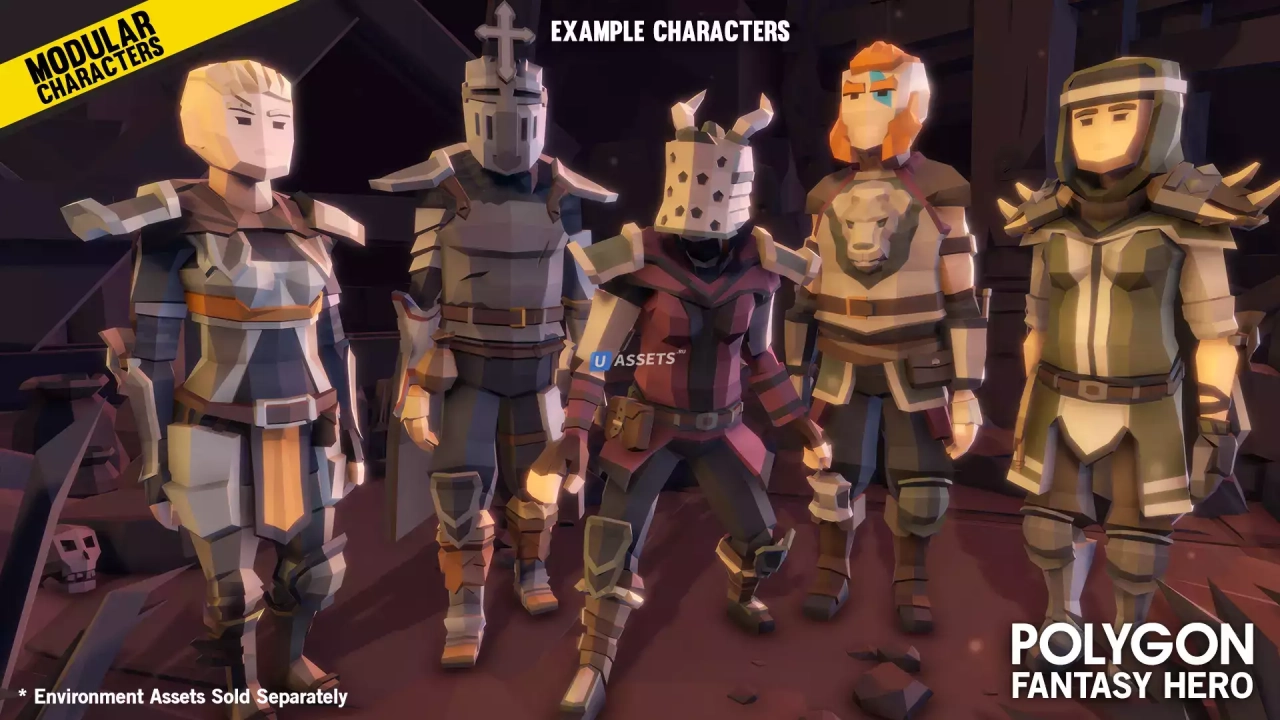 Screenshot #3 - POLYGON Modular Fantasy Hero Characters - Low Poly 3D Art by Synty