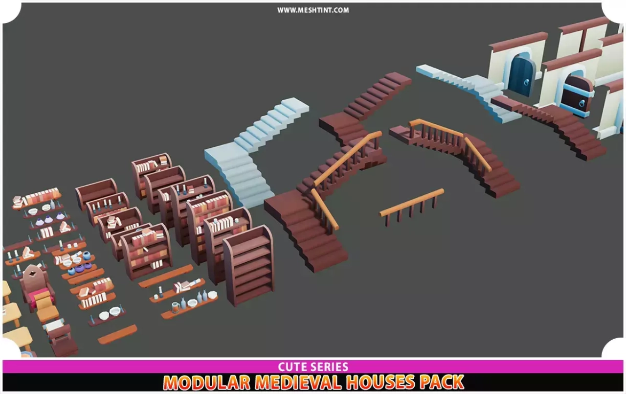 Screenshot #1 - Modular Medieval Houses and Props Pack Cute Series