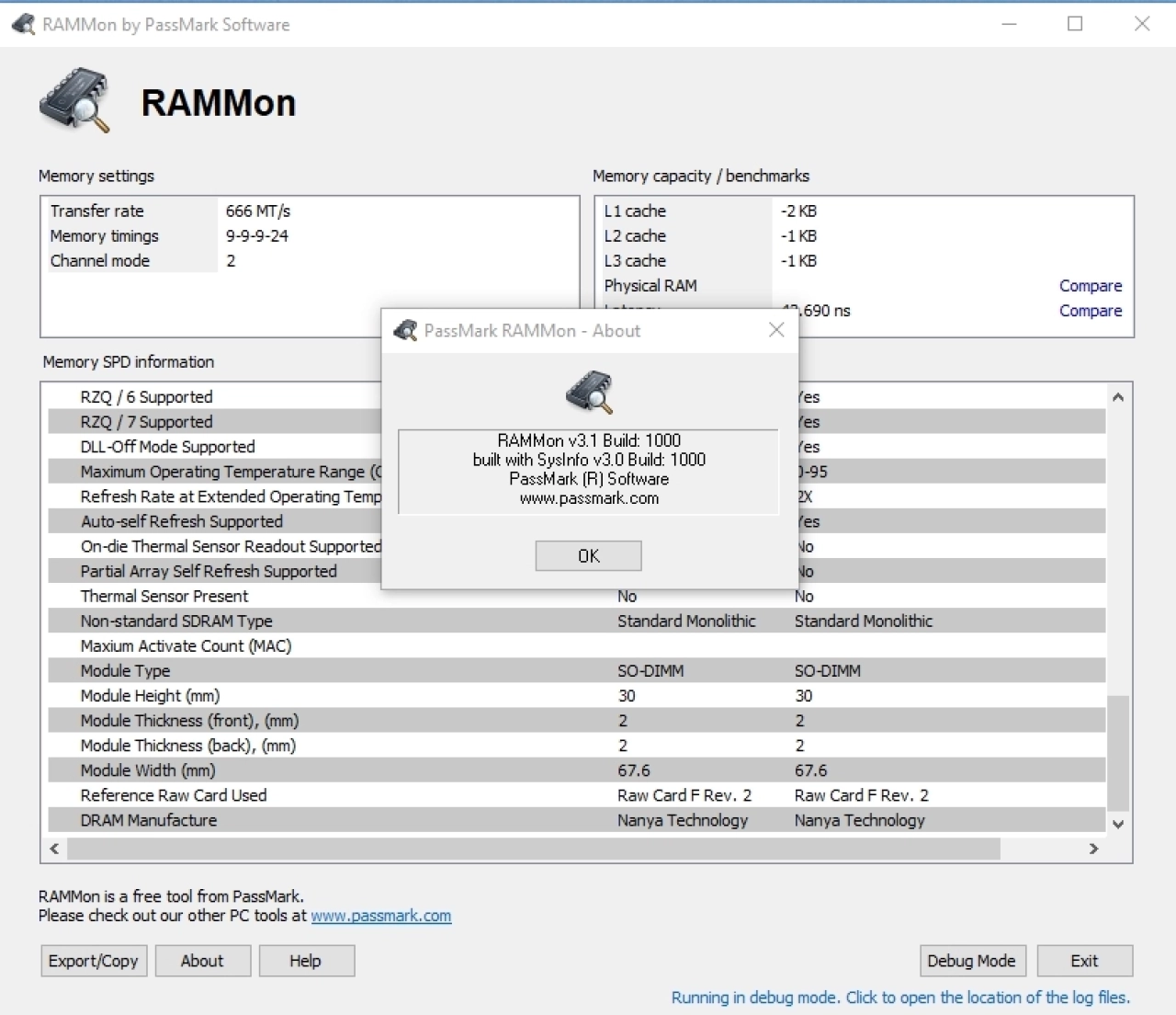 Screenshot #4 - PassMark RAMMon 3.1 Build 1000