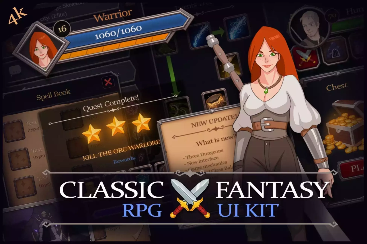 Screenshot #1 - Classic Fantasy RPG - UI Kit