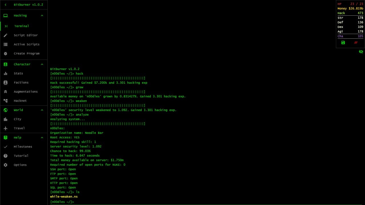 Screenshot #3 - Bitburner
