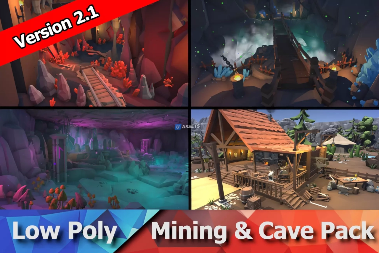 Screenshot #1 - Ultimate Low Poly Mining, Cave & Blacksmith Pack - Ores, Gems, Props, Tools