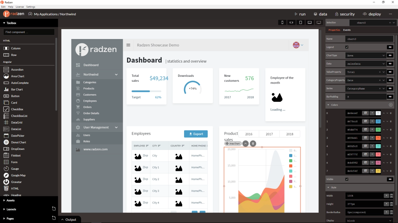 Screenshot #1 - RadZen v2.87.6 .Net Core, Angular, Business Web Applications Builder