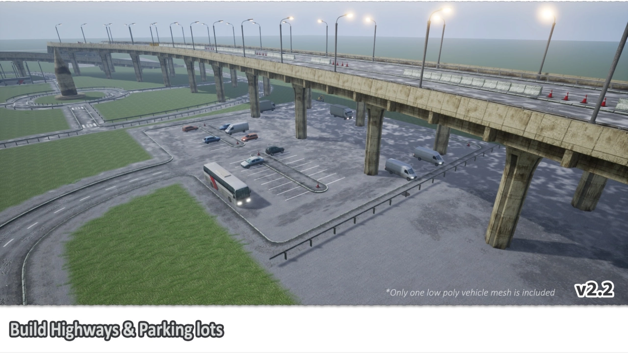 Screenshot #4 - Procedural Road And Highway Tool With Simple Vehicle Traffic UE5