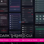 Screenshot #1 - Flat Dark Themed GUI / UI Kit - over 600 PNG