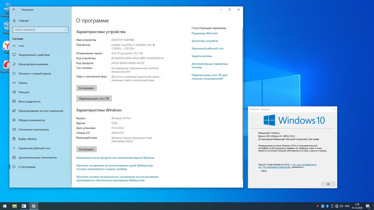 Screenshot #4 - Windows 10 Pro Русская 22H2 19045.5131 Stable