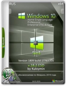 Windows 10 (v1809) 5in1 by kuloymin v18.2 x64bit