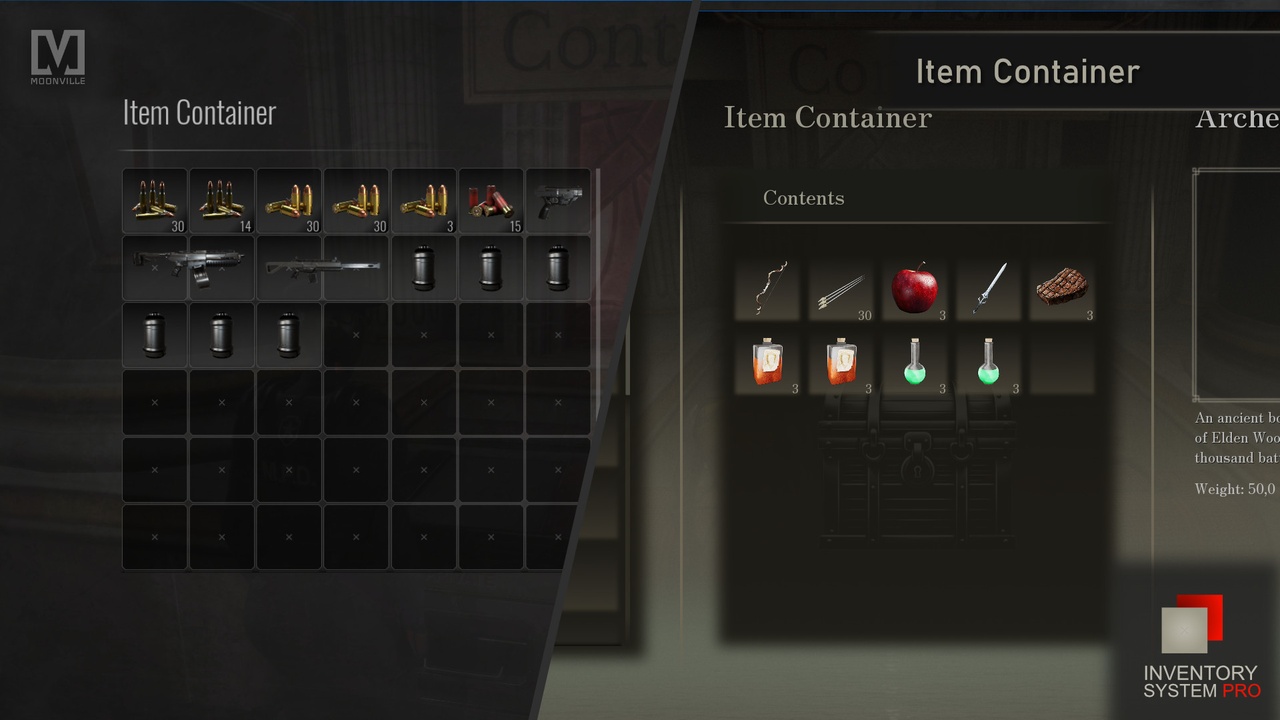 Screenshot #1 - Inventory System Pro by Moonville (UE5.5) - готовый инвентарь