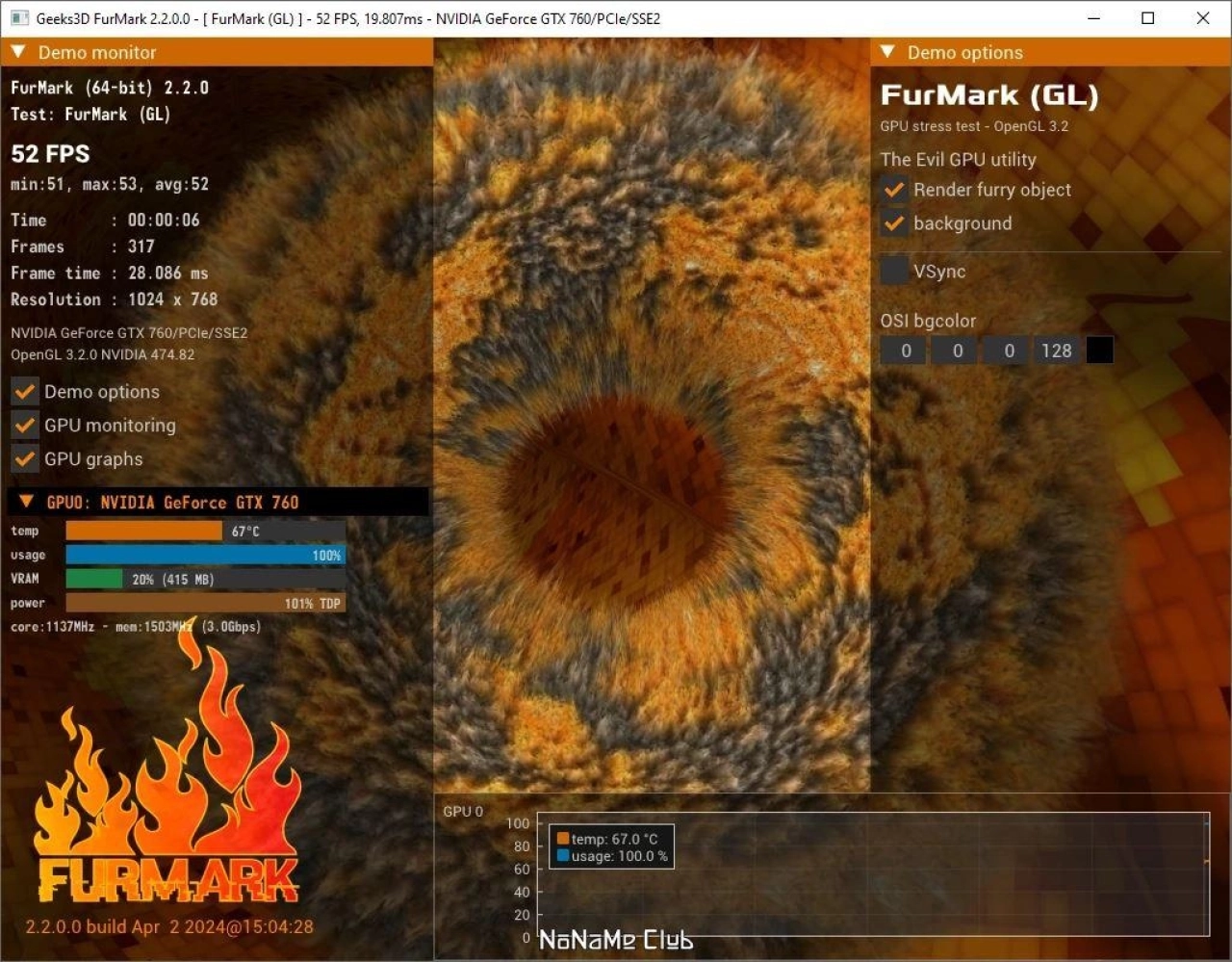 Screenshot #1 - FurMark 2.2.0.1