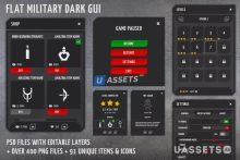 Flat black universal GUI, 4k UI Kit - over 400 PNG files!