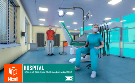 Hospital - modular building, props and characters
