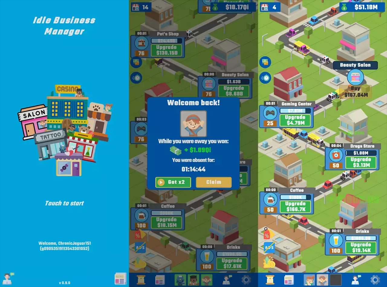 Screenshot #1 - Idle Business Manager Game (Tycoon Template)
