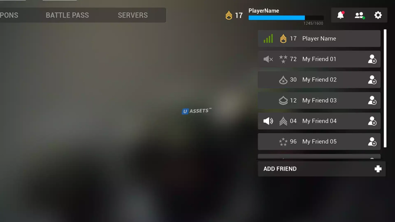 Screenshot #2 - FPS interface UI/HUD - Killfeed/Compass - Pack Kit Ready to play