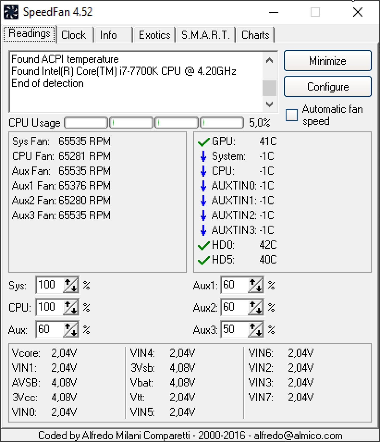 Screenshot #1 - SpeedFan 4.52 Final