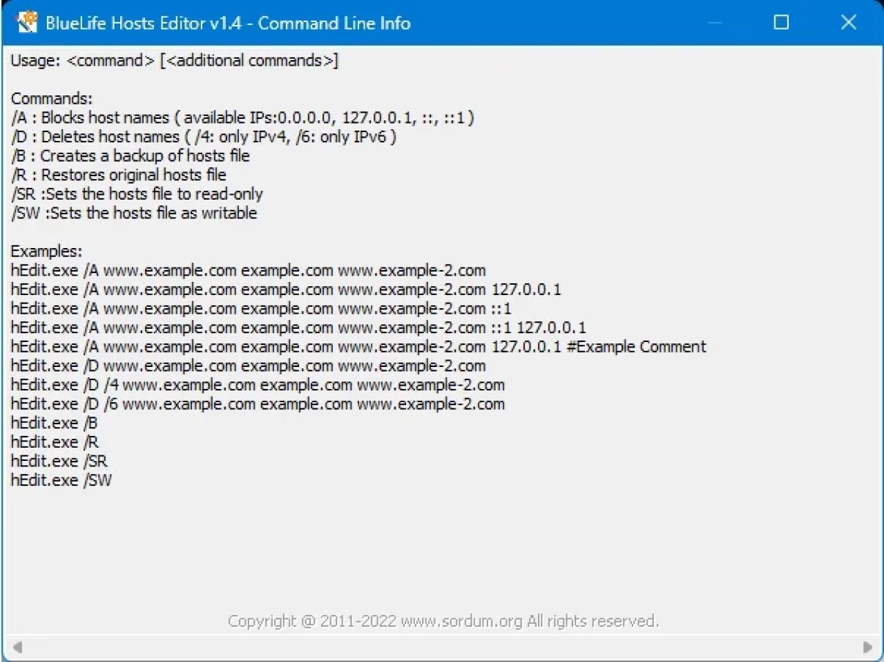 Screenshot #1 - BlueLifeHosts editor 1.4 Portable