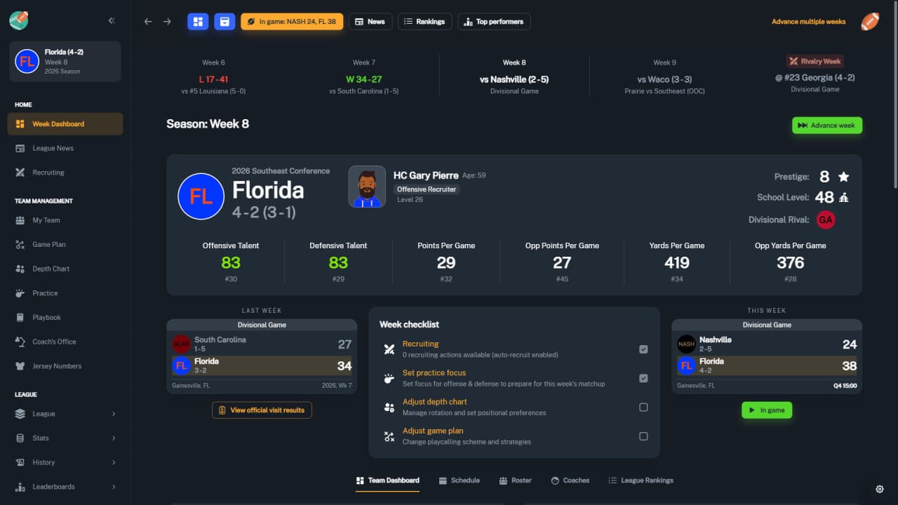 Screenshot #4 - Football Coach: College Dynasty