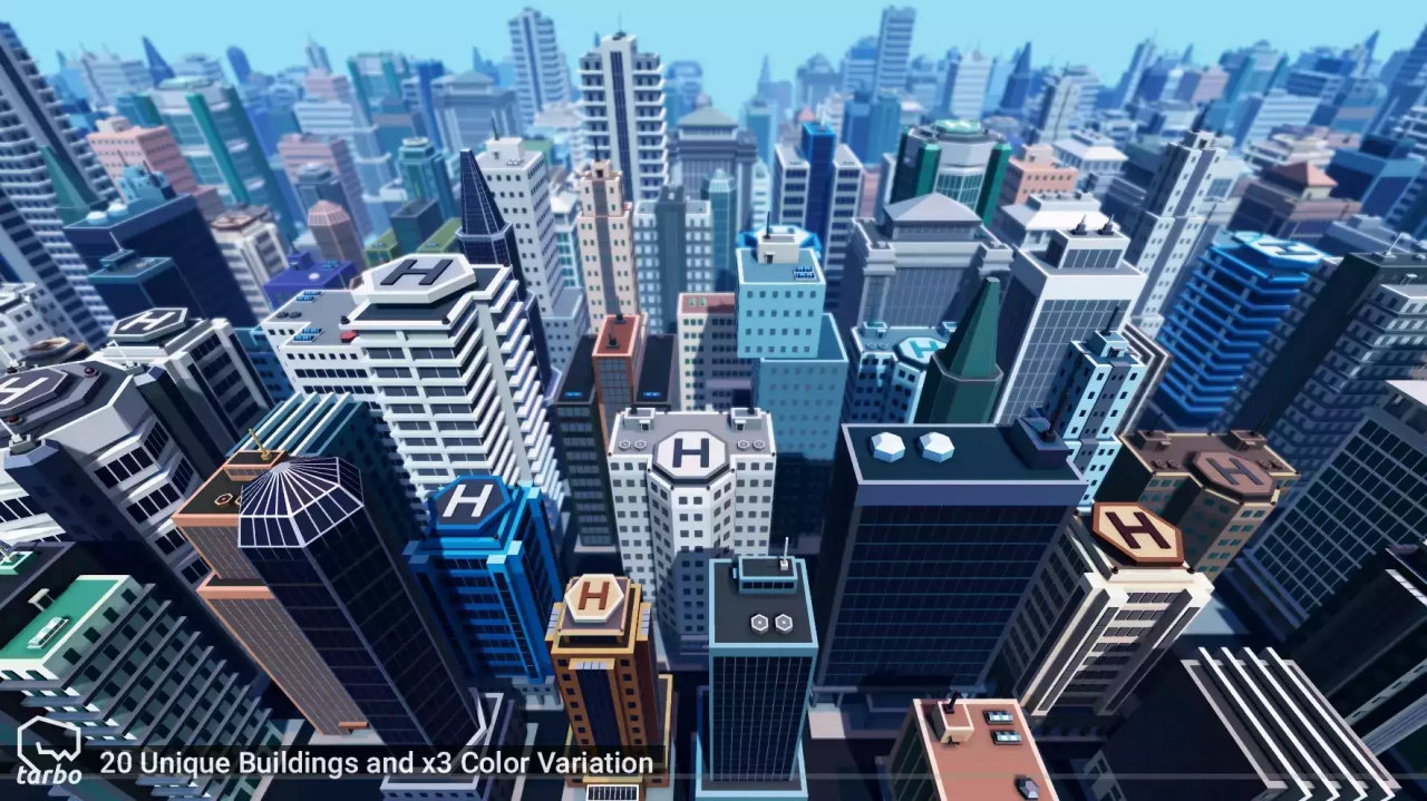 Screenshot #1 - City Skyscrapers Pack - Low Poly 3D Art