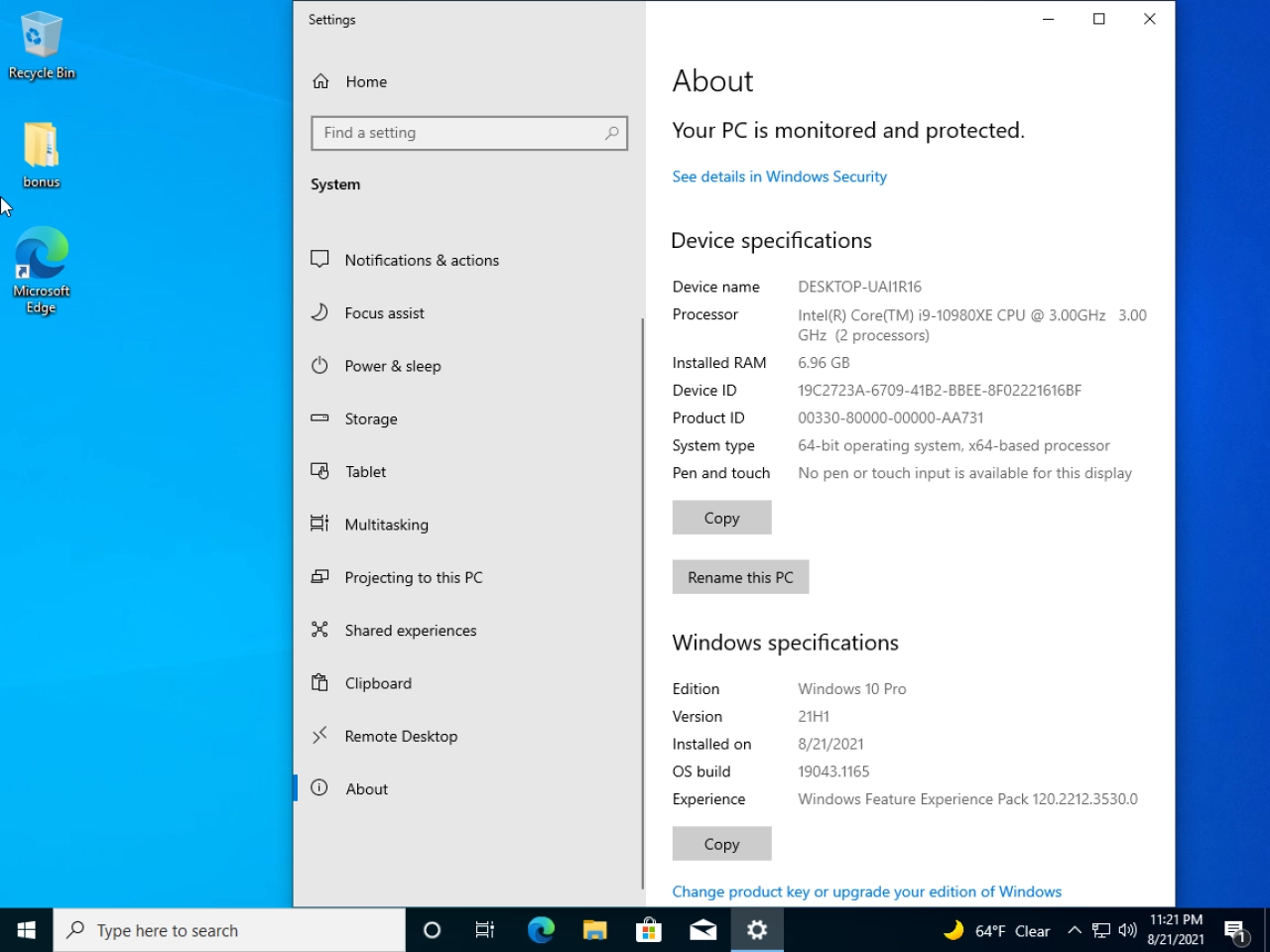 Screenshot #3 - Windows 10 21H1 En-De-Ru-Uk-He x64 [Август 2021] x64 by yahooXXX