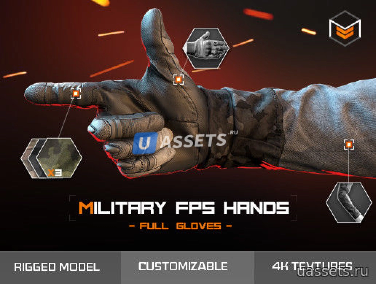 Screenshot #1 - Military FPS Hands: Full gloves