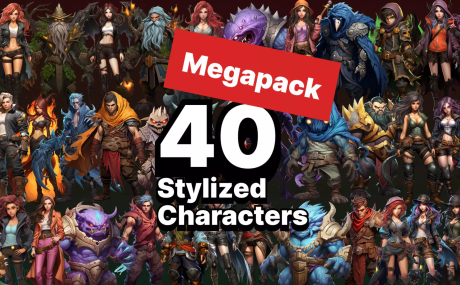 40 unique fantasy cartoon stylized male and female characters drawn style vol.4