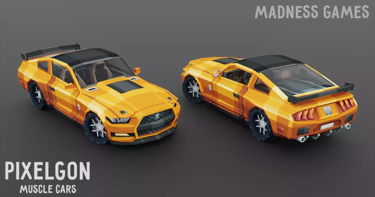 Screenshot #2 - PIXELGON Muscle Cars Pack - Low Poly Pixel Art 3D