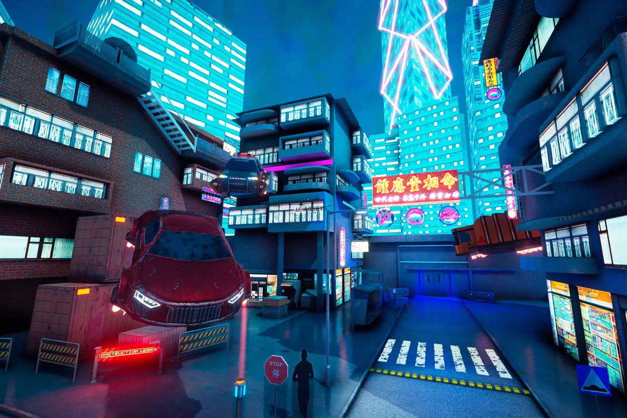 Screenshot #2 - CyberPunk City. VR and Mobile