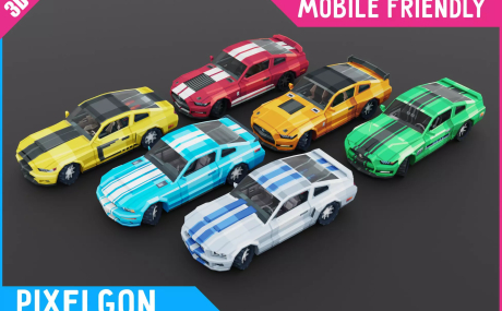 PIXELGON Muscle Cars Pack - Low Poly Pixel Art 3D