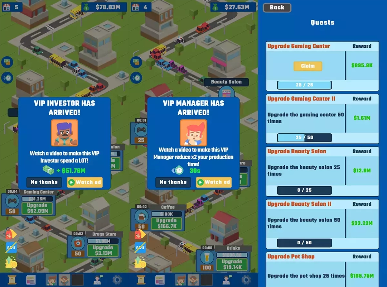 Screenshot #3 - Idle Business Manager Game (Tycoon Template)