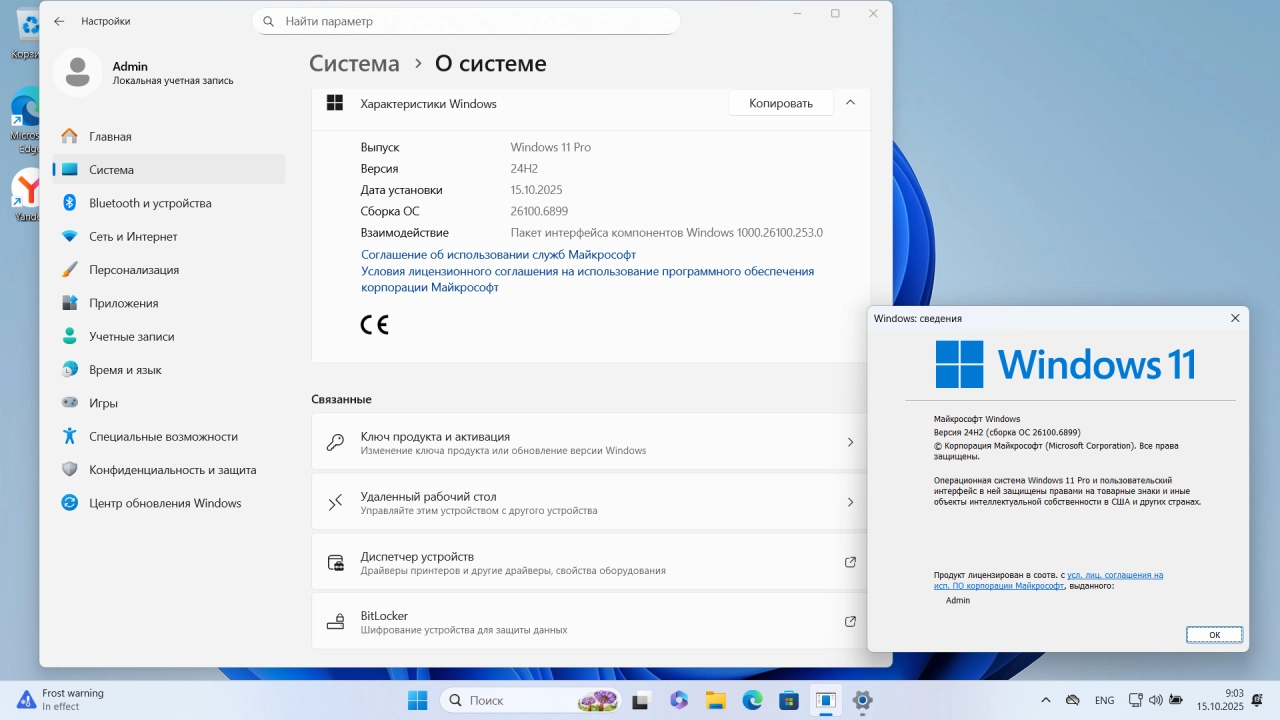 Screenshot #3 - Windows 11 Pro 24H2 Build 26100.6899 Full Октябрь 2025