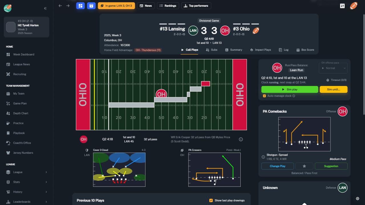 Screenshot #1 - Football Coach: College Dynasty