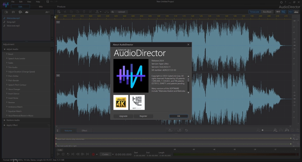 Screenshot #5 - Звуковой редактор CyberLink AudioDirector Ultra 14.0.3523.11 (x64) Portable by 7997