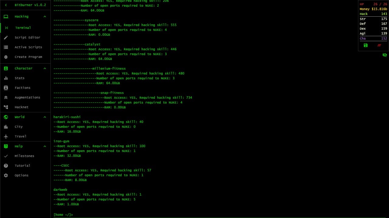 Screenshot #11 - Bitburner