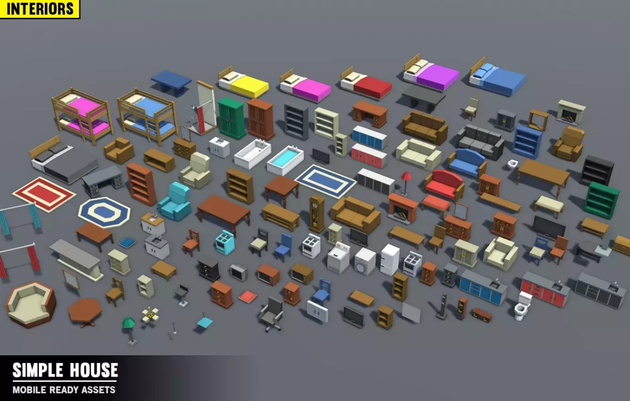 Screenshot #3 - Simple House Interiors - Cartoon assets