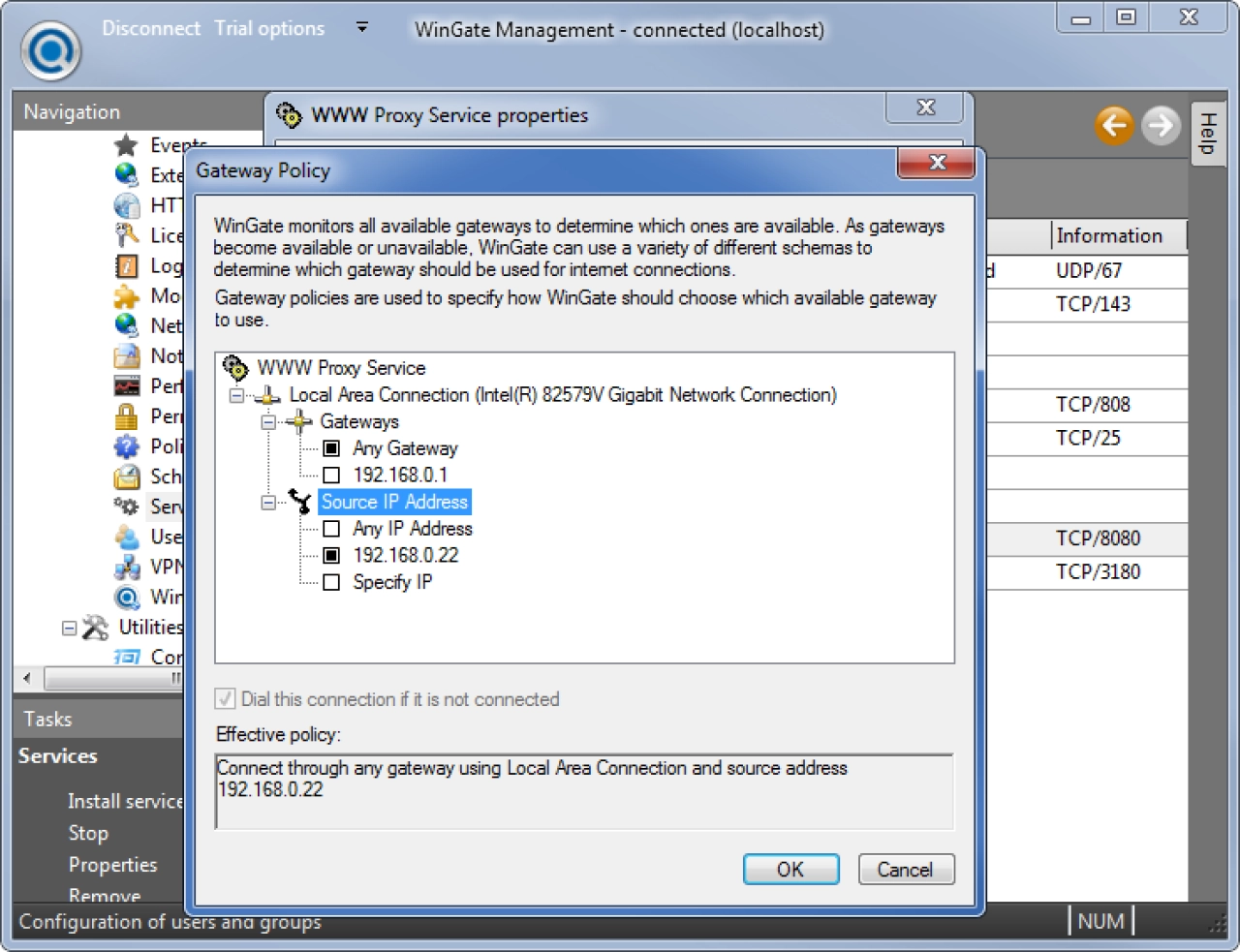 Screenshot #2 - Прокси сервер WinGate v9.0.8 для Windows